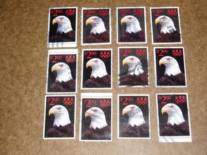 USA 2.90 Eagle Stamp, Scott 2540, 1991, Wholesale Lot, 12 stamps