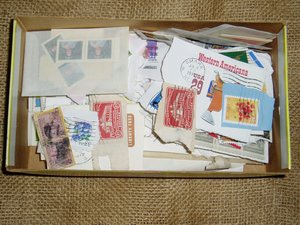 Vintage Advertising, 1954 Mother Goose Shoebox with Stamp Collection