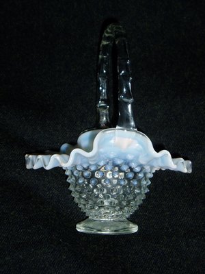 Vintage Fenton Basket, White Opalescent