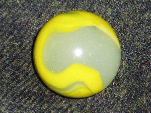 Vintage Glass Marble, Akro Agate Ace, Yellow, Large 1", Free USA Shipping