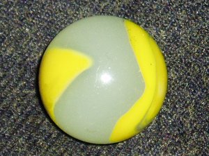 Vintage Glass Marble, Akro Agate Ace, Yellow, Large 1", Free USA Shipping