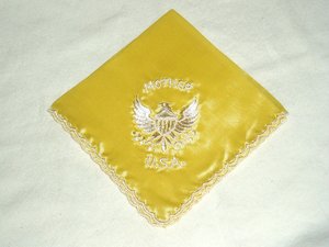 Army Mother Silk Hanky Hankie Handkerchief, Yellow