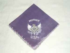 Army Mother Silk Hanky Hankie Handkerchief, Purple