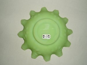Fenton Ruffled Bowl,Persian Medallion, Satin Green