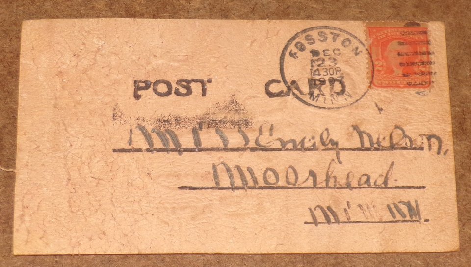 Antique Leather Postcard, Santa Holly Christmas