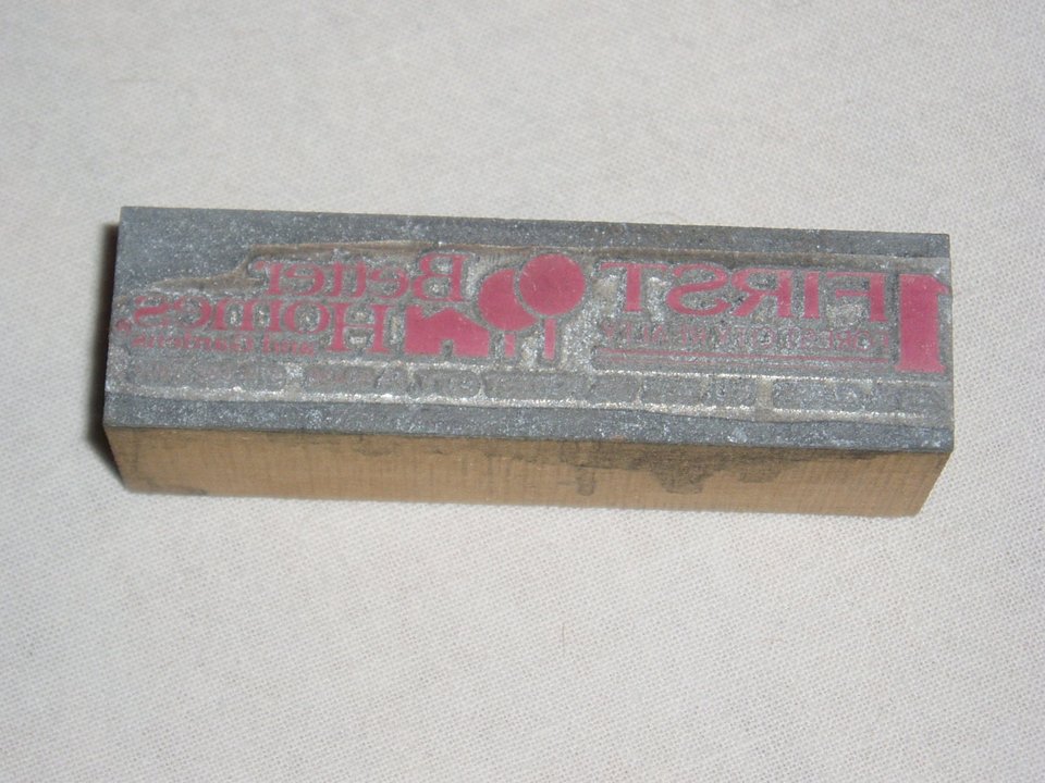 Printer's block, Better Homes and Garden, First Realty, Forest City, Iowa