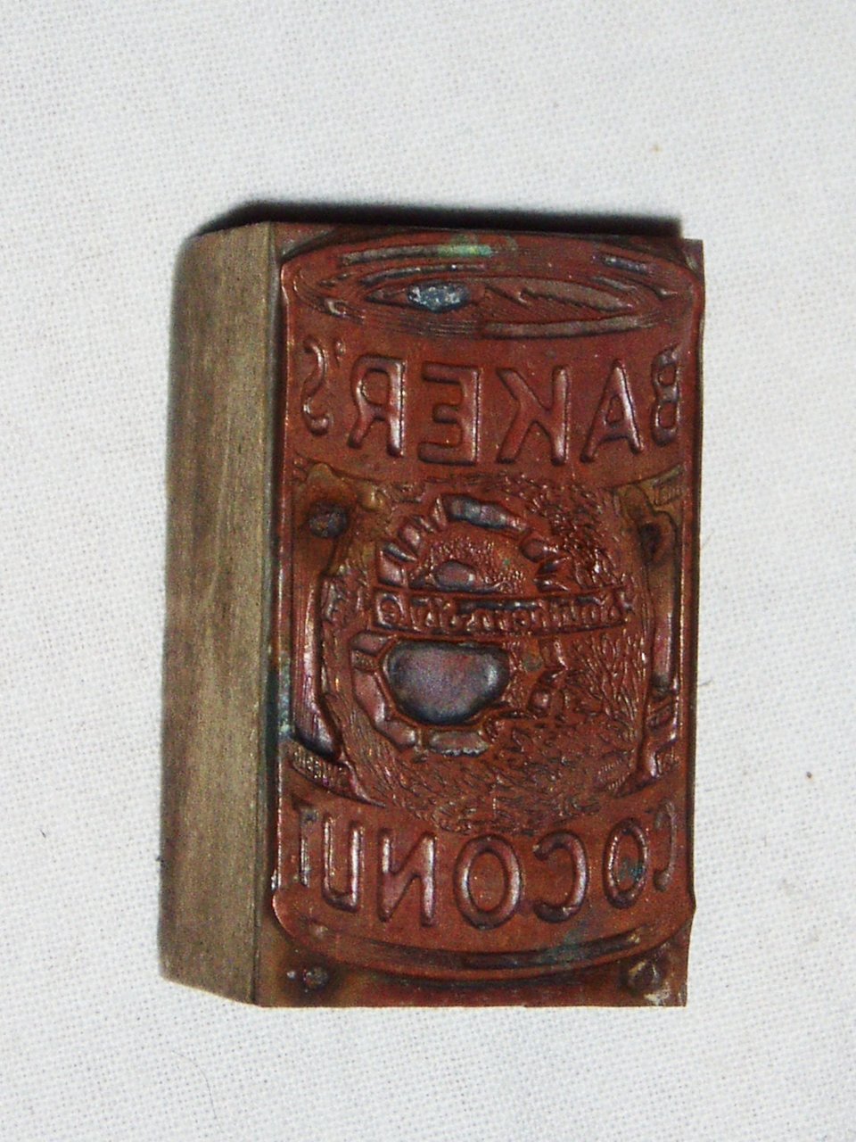 Print Block, Baker's Coconut, Letterpress Block