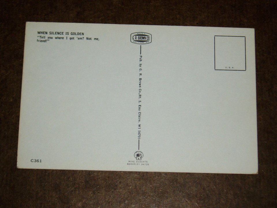 Humorous Fishing Postcard, Tell You Where I Got 'em?