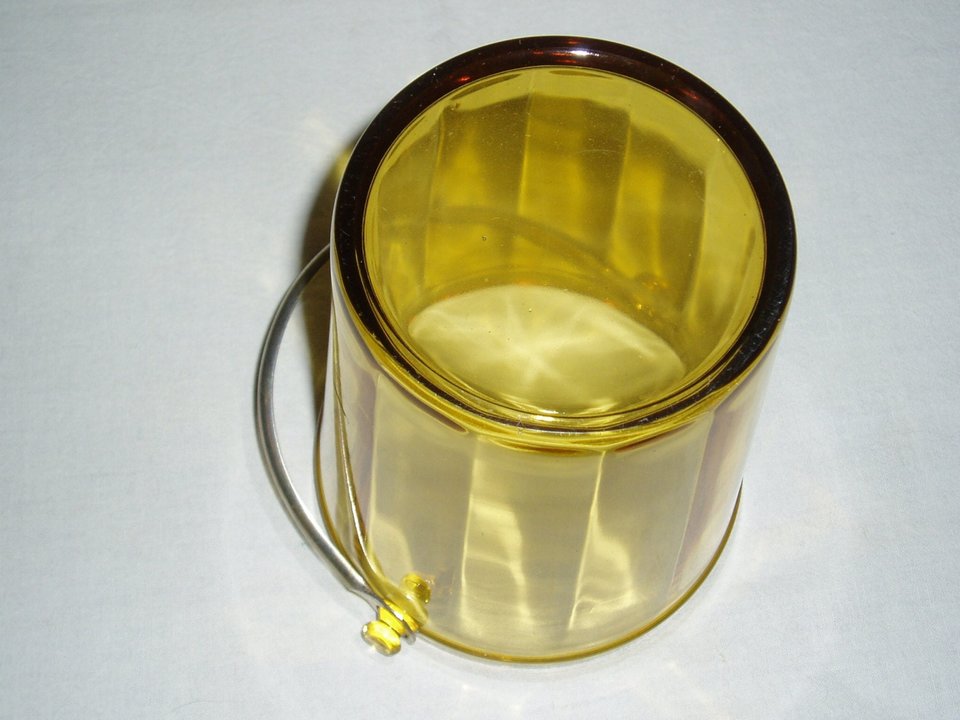 Fostoria Glass Ice Bucket, Yellow Paneled