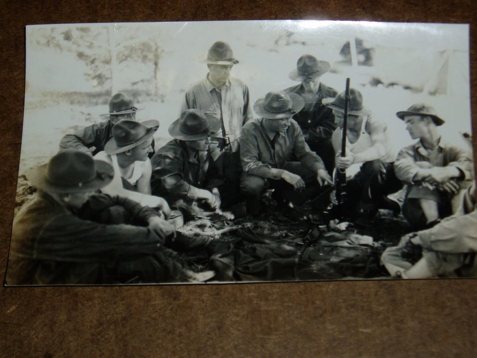 Vintage WWII Photo, Squad Training in Shotgun Disassembly