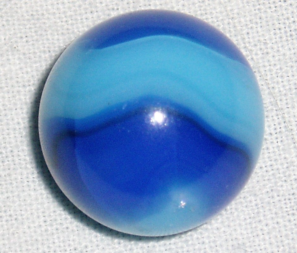 Vintage Akro Agate Corkscrew Marble, Rare Blue on Blue with Black