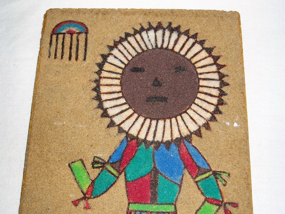 Navajo Sand Painting on Wood Plaque