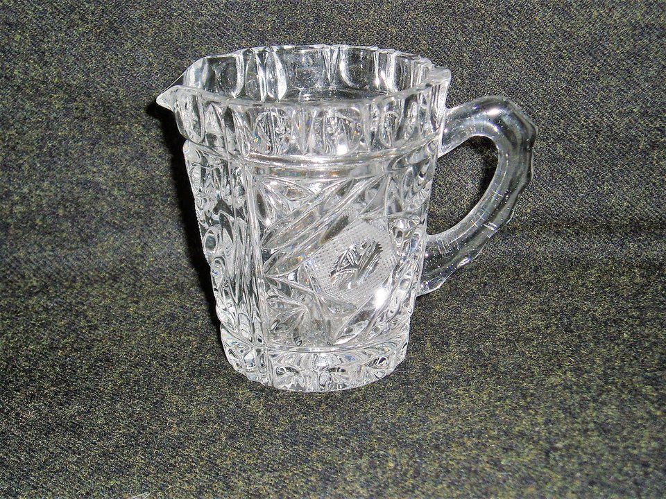 Cut Glass Cream and Sugar on Matching Tray, Vintage
