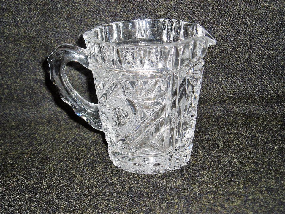 Cut Glass Cream and Sugar on Matching Tray, Vintage