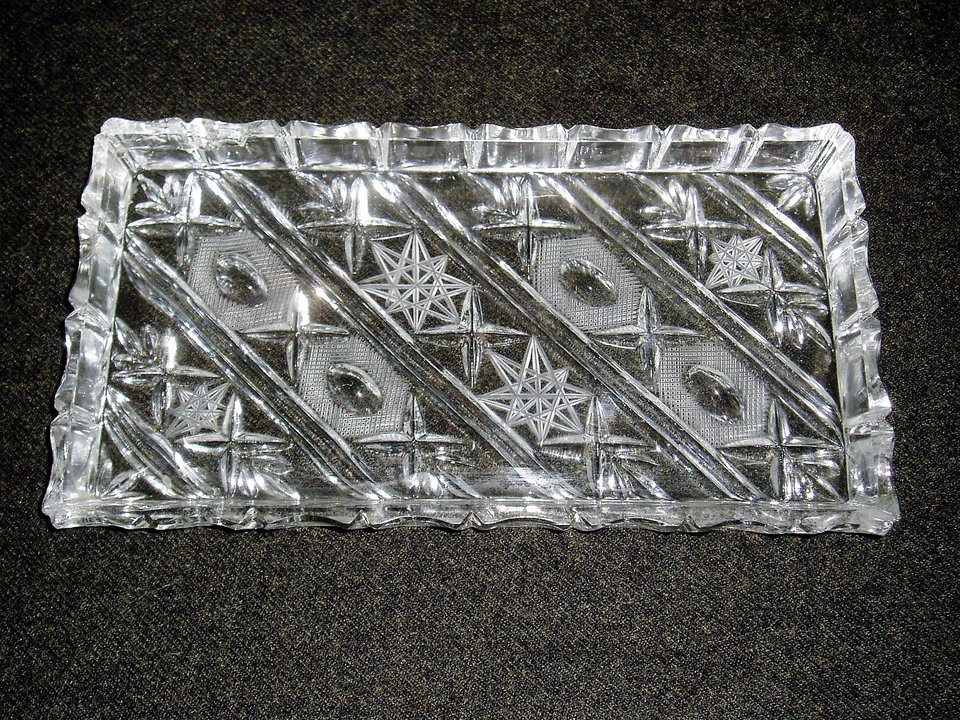 Cut Glass Cream and Sugar on Matching Tray, Vintage