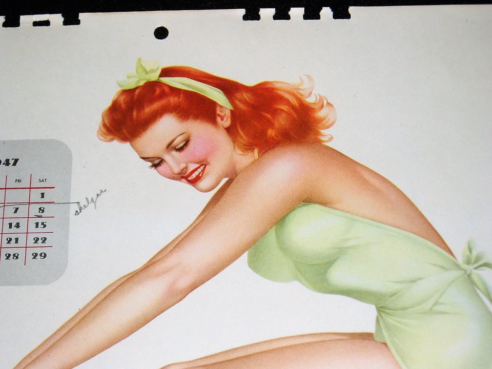 Pinup Calendar Page, Esquire March 1947 Vargas