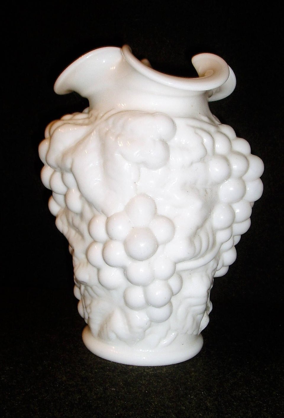 Imperial Vase, Grape and Leave, Ruffled Top, High Relief