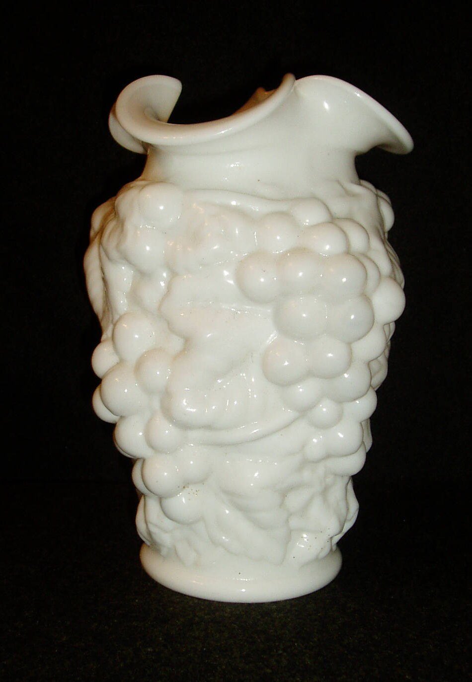 Imperial Vase, Grape and Leave, Ruffled Top, High Relief