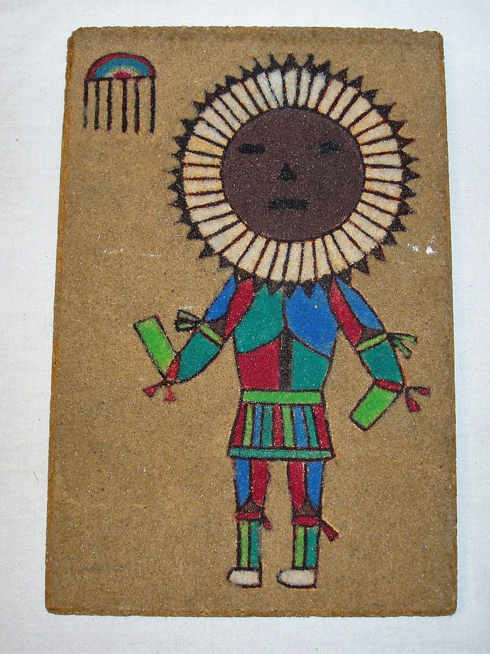 Navajo Sand Painting on Wood Plaque