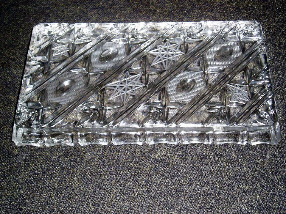 Cut Glass Cream and Sugar on Matching Tray, Vintage