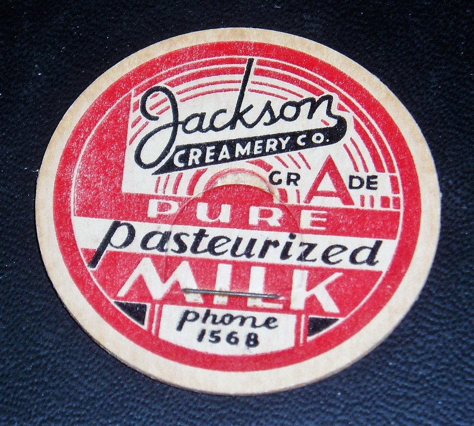 Milk Bottle Lids x 3, Jackson Creamery, Antique