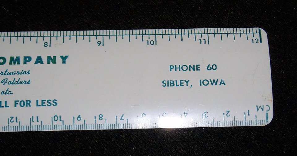 Vintage Metal Ruler, Mortuary Advertising, Merrick, Sibley Iowa