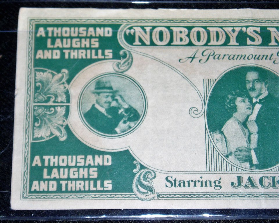 Advertising, Nobody's Money, Silent Film, Jack Holt, Paramount Pictures
