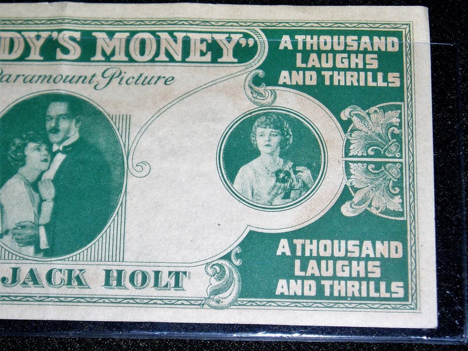 Advertising, Nobody's Money, Silent Film, Jack Holt, Paramount Pictures