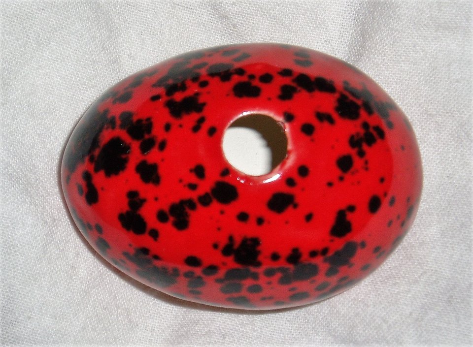 Ceramic Egg, Red with Black Spots, For Home and Holiday Decorating, Second Egg Ships Free