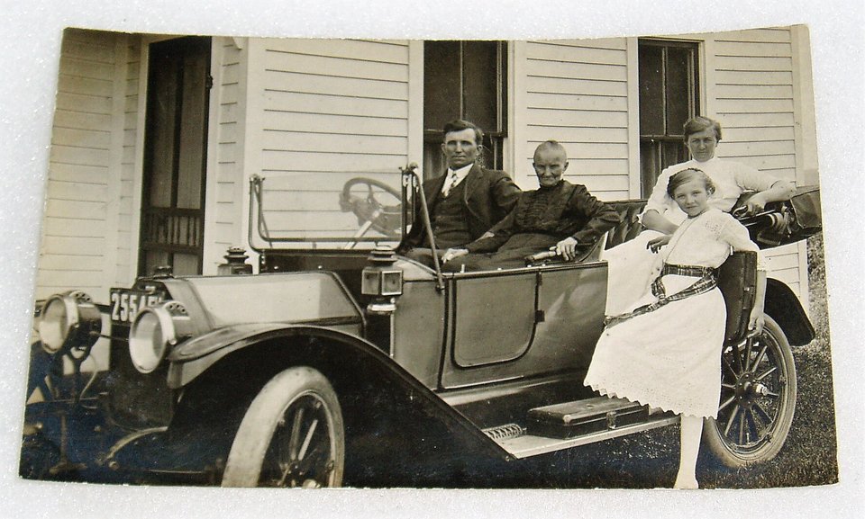 Real Photo RPPC Postcard, Family's New Car