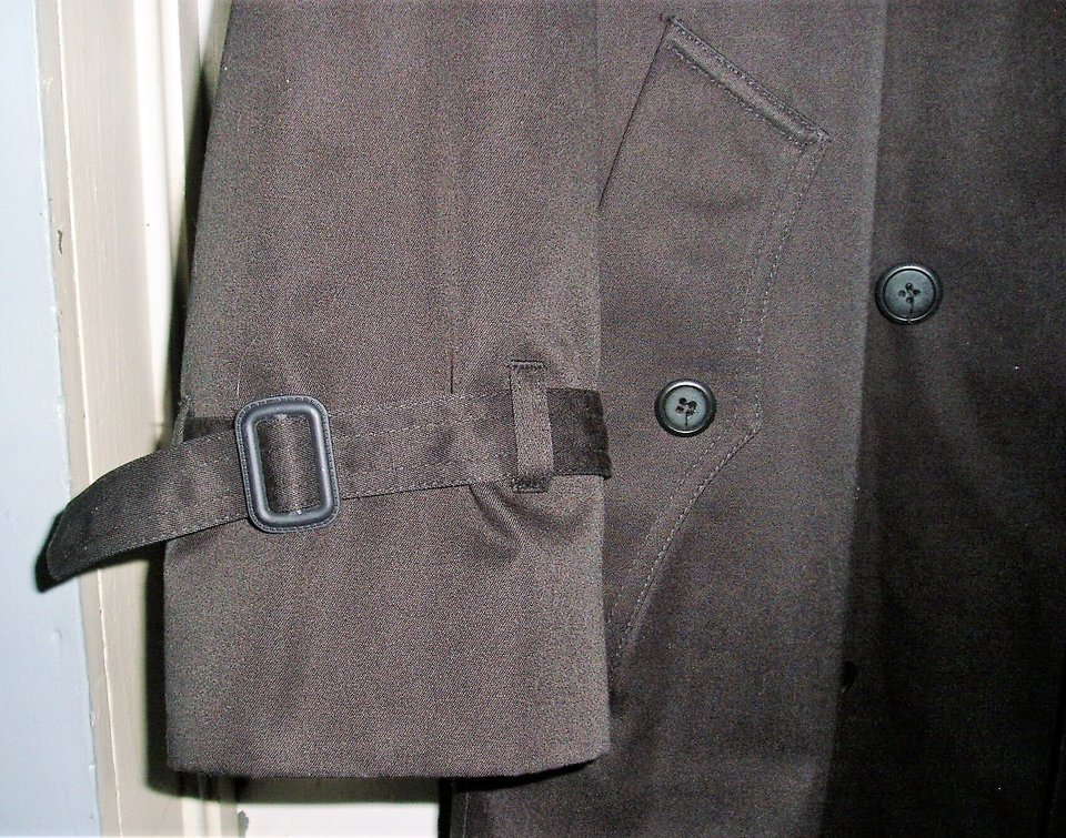 Vintage Towne London Fog Trench Coat, Zippered Liner, Size 44 Long, Black
