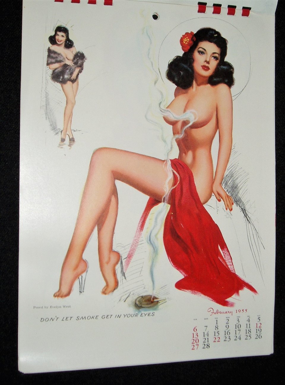 Pinup Calendar, Complete, 1955, Evelyn West, Insured Boobs!