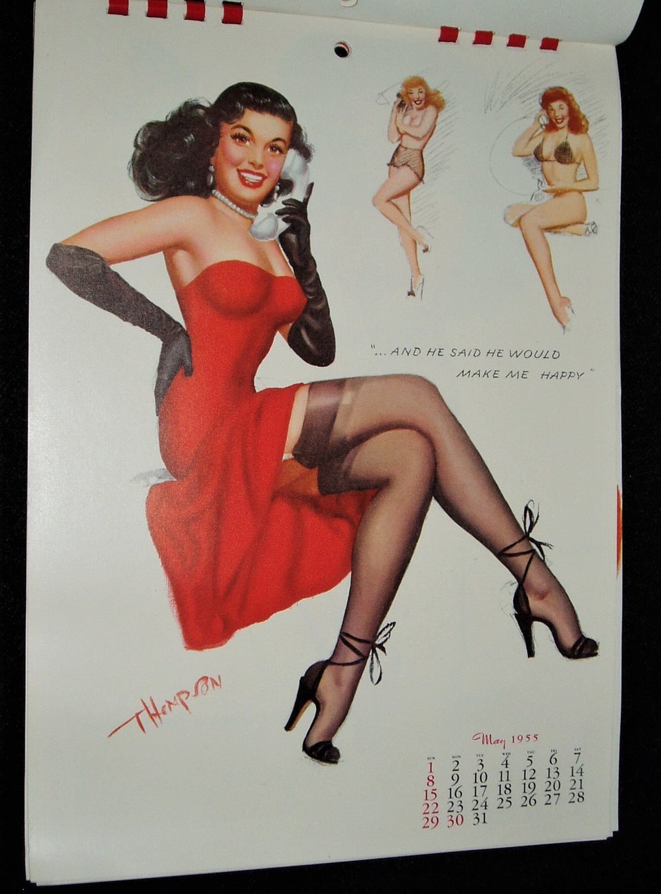 Pinup Calendar, Complete, 1955, Evelyn West, Insured Boobs!