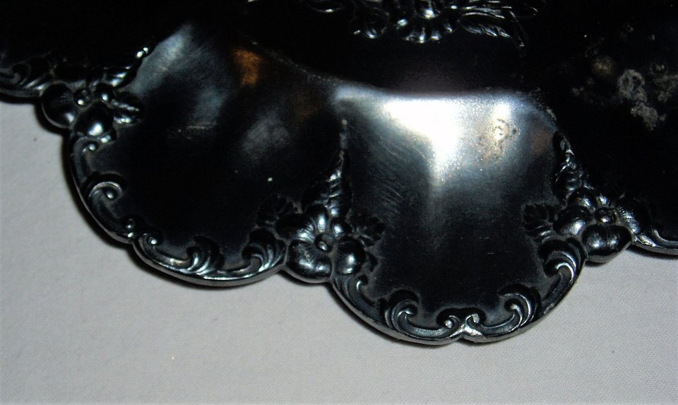 Victorian Bridal Serving Plate, Floral Design, "S" Monogram