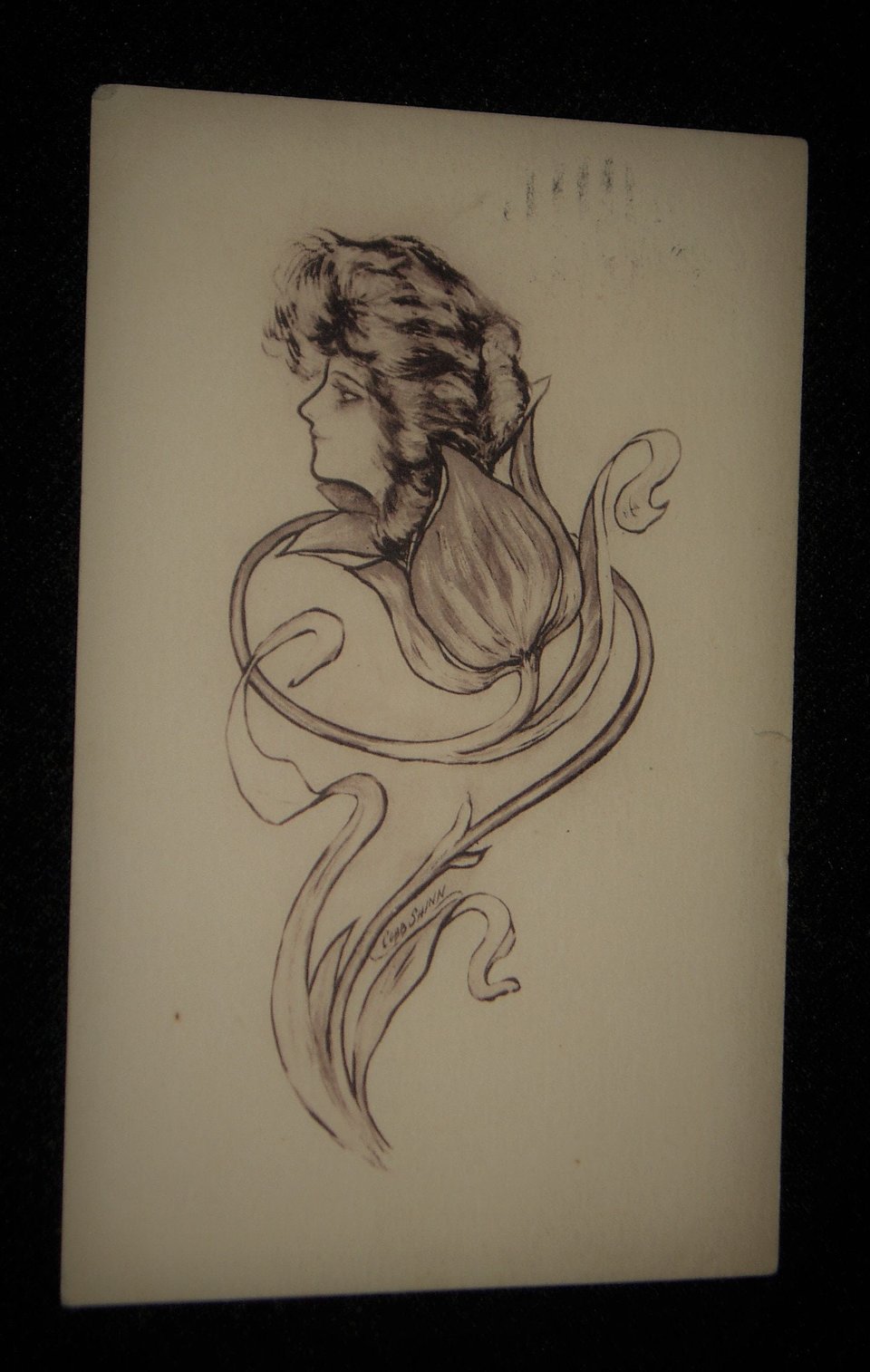 Antique Postcard, Flower Faces, Signed Cobb Shinn, 2nd Card Ships Free