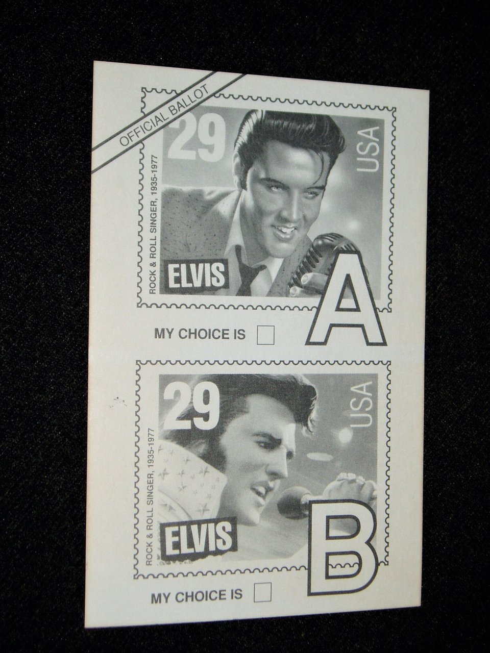 1992 USPS Elvis Ballot Postcard