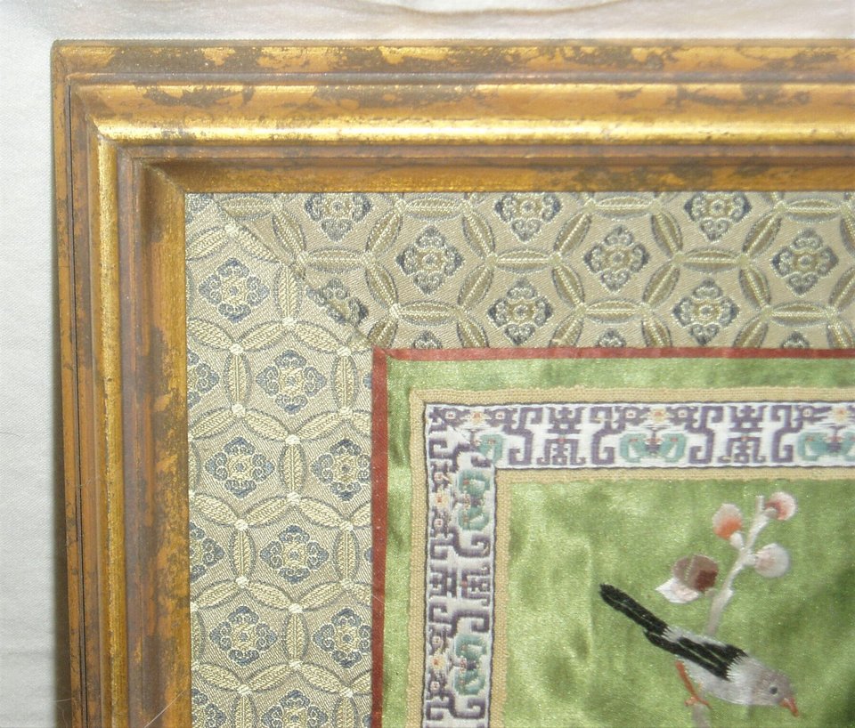 Silk Bird Hanky, Framed and Matted