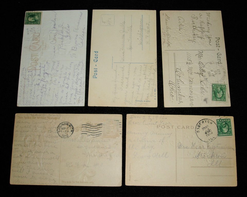 Postcard Group GRT1, Antique Greetings, 5 Used Cards, 2nd Card Ships Free