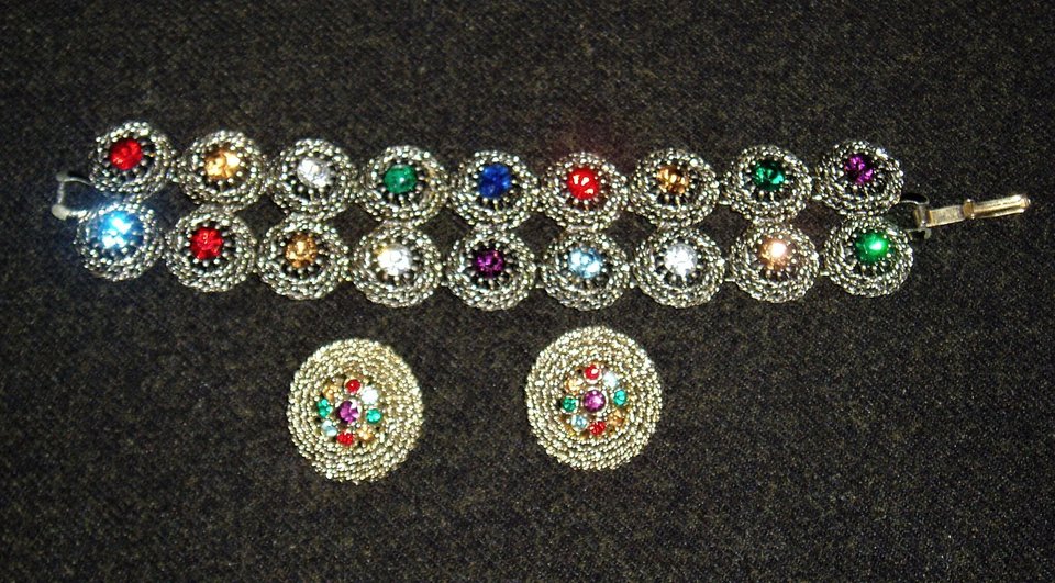 Judy Lee Rhinestone Bracelet and Earrings, Matched Set, Free USA Shipping