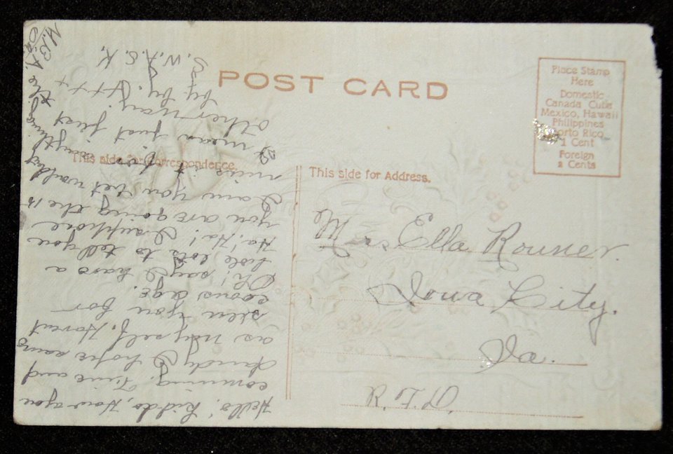Postcard Christmas, Santa and Holly, P Sanders NY, Add. Cards Ship Free