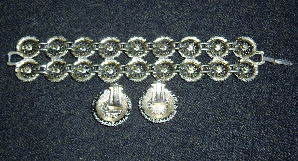 Judy Lee Rhinestone Bracelet and Earrings, Matched Set, Free USA Shipping