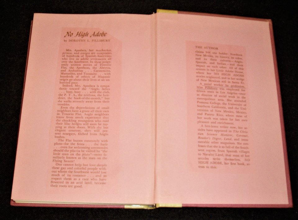 Signed First Edition, No High Adobe, Dorothy L. Pillsbury