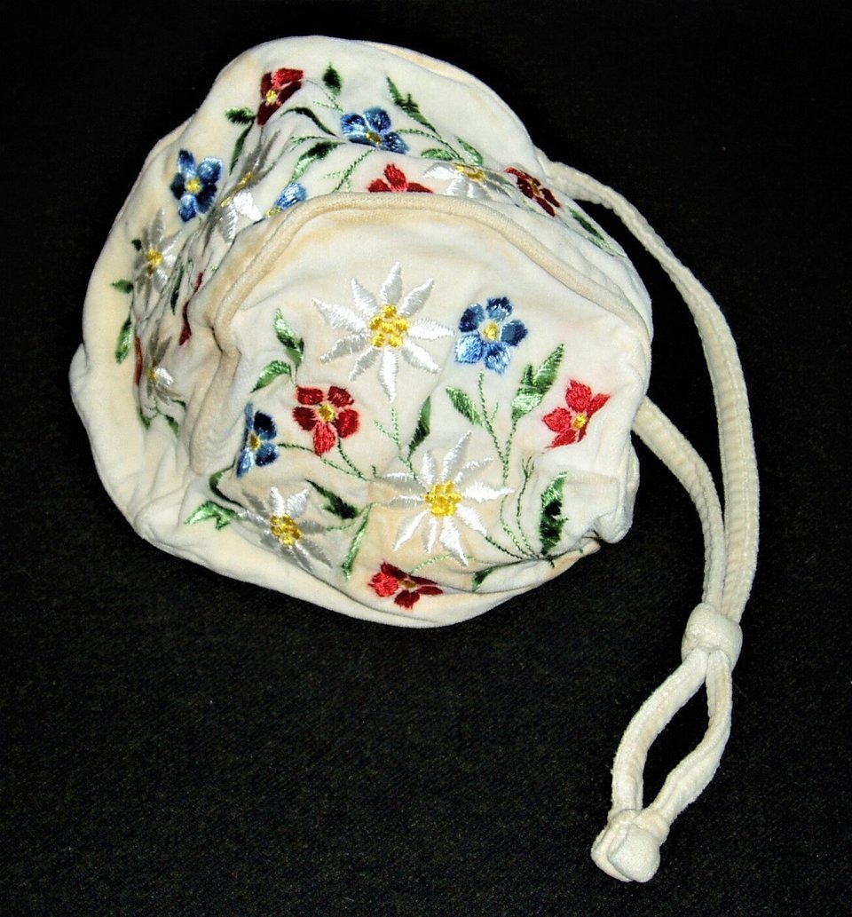 Winter Baby Bonnet, Embroidered Flowers, Vintage, Shipping Included USA