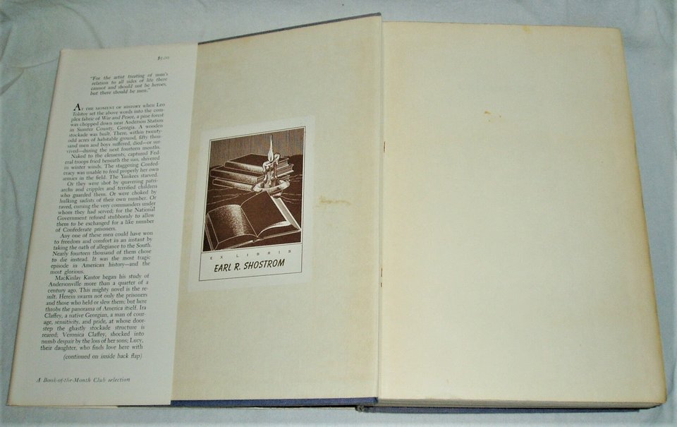 Signed First Edition, Andersonville, MacKinlay Kantor, Civil War Prison Camp, Shipping Included USA