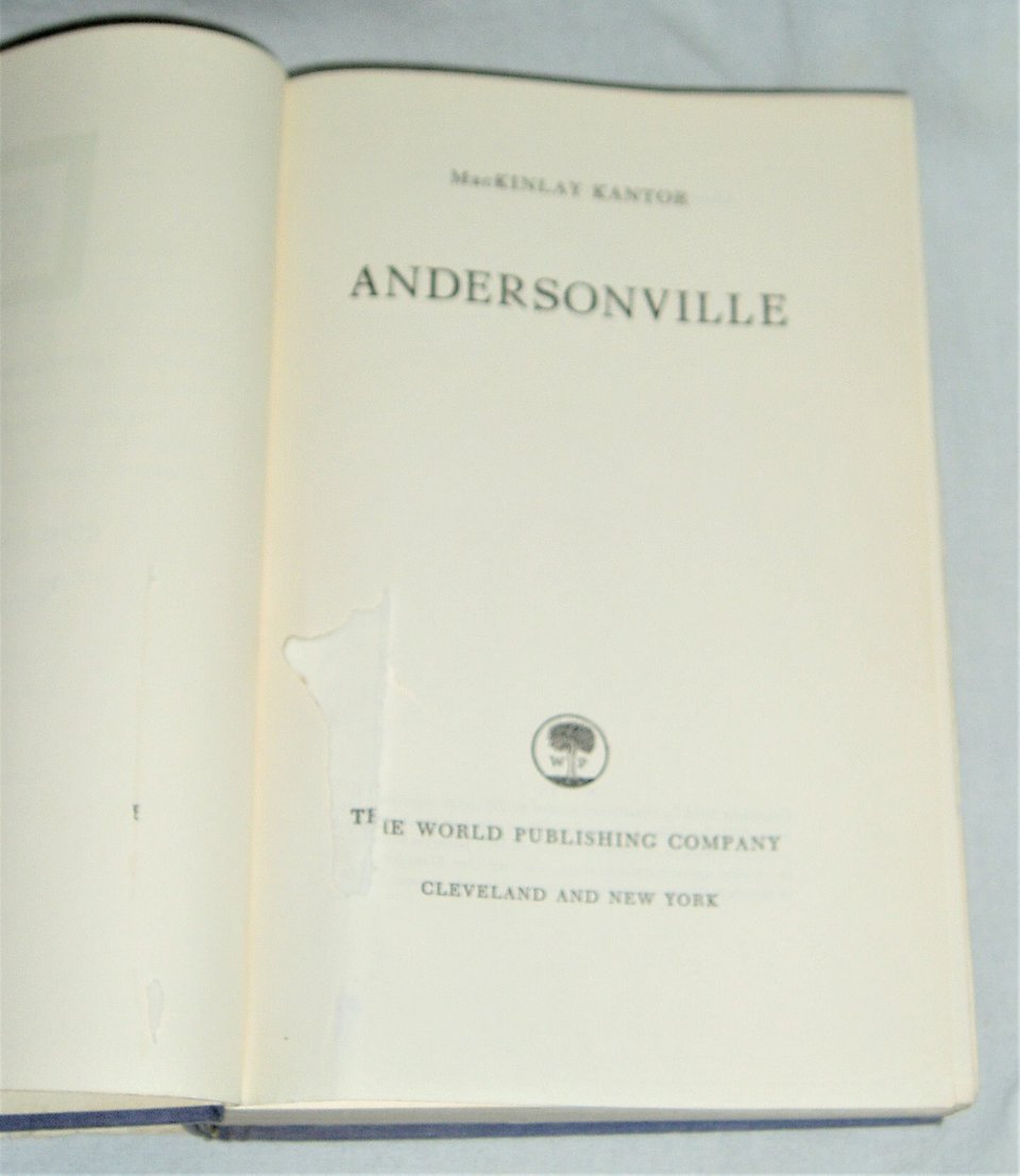 Signed First Edition, Andersonville, MacKinlay Kantor, Civil War Prison Camp, Shipping Included USA
