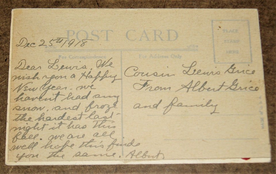Antique Postcard, Christmas Embroidered Ribbon