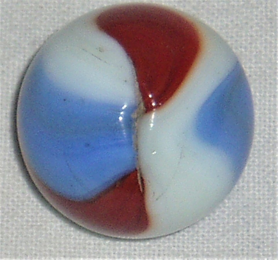 Akro Agate Shooter Marble, Patriot 27/32", Mint Minus, Free USA Shipping