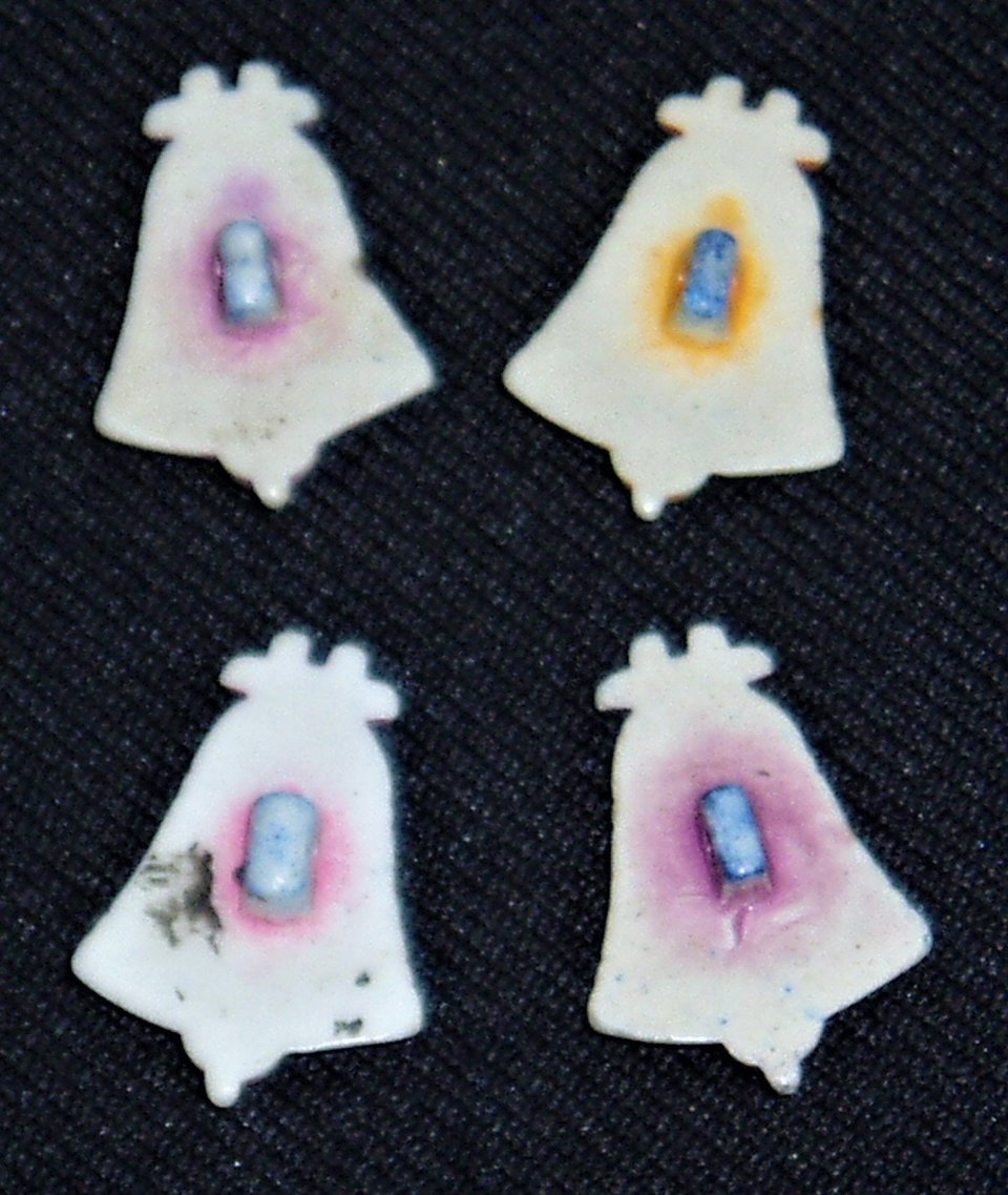 Antique Buttons, Patriotics - Liberty Bell, Realistic Goofies, Plastic, Set/4, Group #6