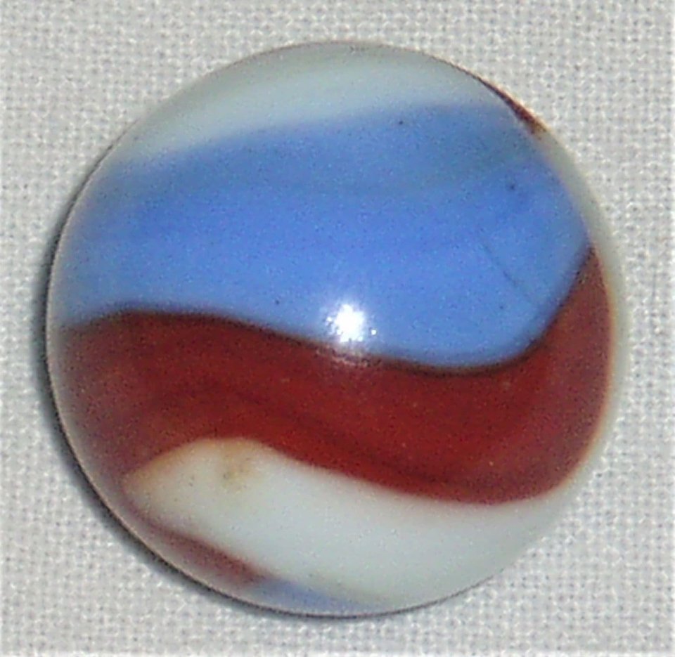 Akro Agate Shooter Marble, Patriot 27/32", Mint Minus, Free USA Shipping