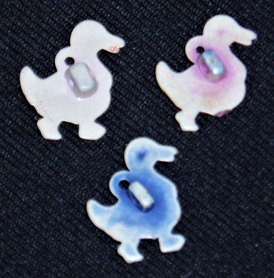 Antique Buttons/Charms, Ducks, Realistic Goofies, Plastic, Set/3, Group #5